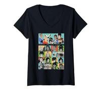 Donna ATLA Pop Art Character Grid Full Cast Retro Cartoon Maglietta con Collo a V