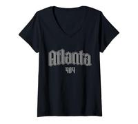 Donna Atlanta 404 Codice Area Pride Old School ATL Georgia Maglietta con Collo a V