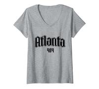 Donna Atlanta 404 Codice Area Pride Old School ATL Georgia Maglietta con Collo a V