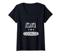 Donna Atlanta Georgia Vintage Maglietta con Collo a V