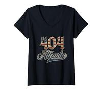 Donna Atlanta vintage 404 codice area Patriot USA bandiera americana Maglietta con Collo a V