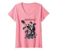 Donna ATLUS Persona 2 Eternal Punishment Graphic Maglietta con Collo a V