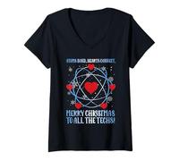 Donna Atoms Bond Hearts Connect Merry Christmas To all Techs Maglietta con Collo a V