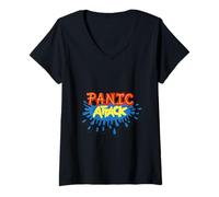 Donna Attacco di panico / Art Nostalgia / Panic Attack Show / Art Head Maglietta con Collo a V