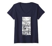 Donna Attack on Titan Annie Leonhart VS Reiner Braun Stack Manga Maglietta con Collo a V, Navy, S