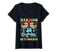 Donna ATTENZIONE 28 ° compleanno Trip in progresso Funny Cruise Maglietta con Collo a V
