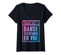 Donna Attenzione: Danza Tecktonik in Vista - Lingua Francese Maglietta con Collo a V