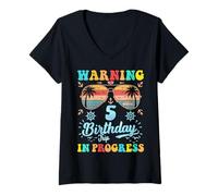Donna ATTENZIONE Trip 5 ° compleanno in progresso Funny Cruise Maglietta con Collo a V
