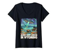 Donna Atterraggio UFO nel Wyoming Wild West Maglietta con Collo a V