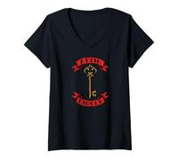 Donna Attic Digger Vintage Antique Treasure Hunter Skeletons Key Maglietta con Collo a V