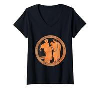 Donna Attico Coppa a Figure Rosse Antica Grecia Maglietta con Collo a V