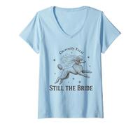 Donna Attualmente Feral Still The Bride Bachelorette Poodle Maglietta con Collo a V