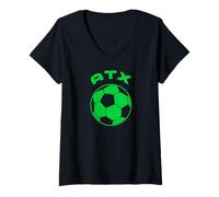 Donna ATX/Austin TX Retro Athletic Design in Verde Maglietta con Collo a V