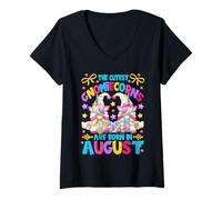 Donna August Bday Design for Unicorn Mom Cute Birthday GNOME Maglietta con Collo a V