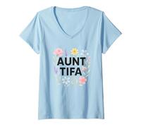 Donna Aunt Tifa Floral Resistance Protest Resist Fascism No Kings Maglietta con Collo a V