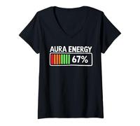 Donna Aura Energy 67 Percent Batteria Chakra Umorismo Yoga Maglietta con Collo a V