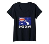 Donna Aussie Slang - Good On Ya, Australian Compliment Maglietta con Collo a V