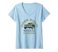 Donna Austin-Healey Sprite Best of British Motoring Retro Maglietta con Collo a V