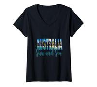 Donna Australia Beaches Sun And Sea Sunset Beach Maglietta con Collo a V