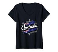 Donna Australia Flag Aussie Pride Outback Travel Spirit Maglietta con Collo a V