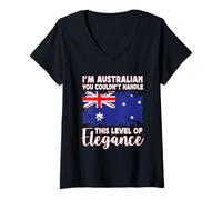 Donna Australia Flag Proud Elegant Australian Boyfriend Girlfriend Maglietta con Collo a V