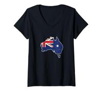 Donna Australia, mappa, con, bandiera Maglietta con Collo a V