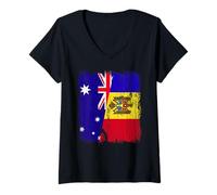 Donna Australia Moldavia Half Flag Australian Moldavia Patrimonio Maglietta con Collo a V
