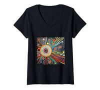 Donna Australian Aboriginal DOT Painting Maglietta con Collo a V