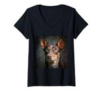 Donna Australian Kelpie Dogs - Australian Kelpie Maglietta con Collo a V