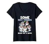 Donna Australian Shepherd Aussie Dog Maglietta con Collo a V