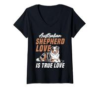 Donna Australian Shepherd Aussie Dog Maglietta con Collo a V