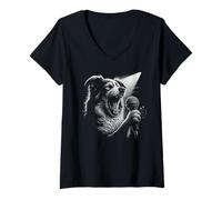 Donna Australian Shepherd Cantante cantante cantante amante dei cani Maglietta con Collo a V