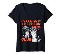 Donna Australian Shepherd Mom Club Aussie Dog Maglietta con Collo a V