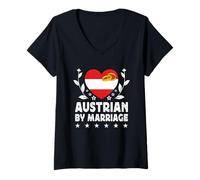 Donna Austrian by Marriage Austrian Wife Husband Austria Flag Maglietta con Collo a V