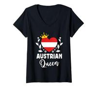 Donna Austrian Queen Austria Flag Proud Austrian Woman Maglietta con Collo a V