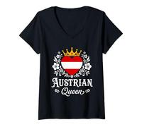 Donna Austrian Queen Austria Flag Proud Austrian Woman Maglietta con Collo a V