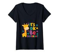 Donna AUTERMA AUTISCE Amore Animale Giraffe È Ok Maglietta con Collo a V