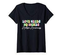 Donna Autism Awareness Shirt Women Autism Tshirt Autism Acceptance Maglietta con Collo a V