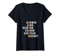 Donna Autismo Darwin Jung Newton Edison Einstein Newton Mozart Maglietta con Collo a V