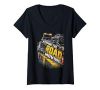 Donna Autista di Carro Attrezzi Keeping The Road Moving Maglietta con Collo a V