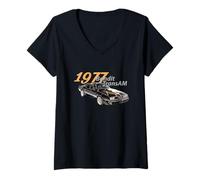 Donna Auto d'epoca, 1977 Bandit TransAm American Muscle Cars, Icona Maglietta con Collo a V