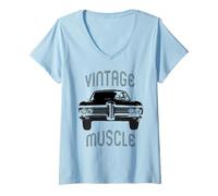 Donna Auto d'Epoca Hot Rod - Auto Muscolare d'ep Maglietta con Collo a V