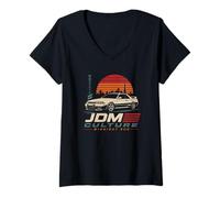 Donna Auto d'importazione retrò JDM Culture Midnight Run Maglietta con Collo a V