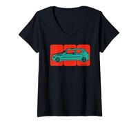 Donna Auto Hatchback d'Epoca Renault Clio Maglietta con Collo a V
