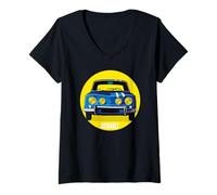 Donna Auto Renault Gordini Rally Racing a Strisce retrò Maglietta con Collo a V