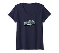 Donna Auto Sportiva Classica Britannica Verde Triumph Spitfire Maglietta con Collo a V