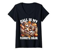 Donna Autumn Beagle Dog for Puppy Lover Fall Is My Favorite Color Maglietta con Collo a V