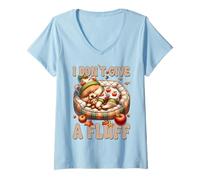 Donna Autumn Sleeping Dog for Fall I Dont Give A Fluff Pomeranian Maglietta con Collo a V