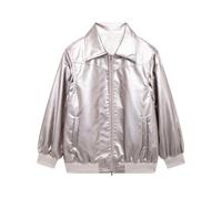 Donna Autumn/Winter Leather Motorcycle Zipper Long Sleeved Jacket Casual Jacket Giacca corta Donna Inverno, Sl2., XL