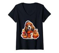 Donna Autunno Autunno Petit Basset Griffon Vendéen Proprietario Cane Mamma papà Maglietta con Collo a V